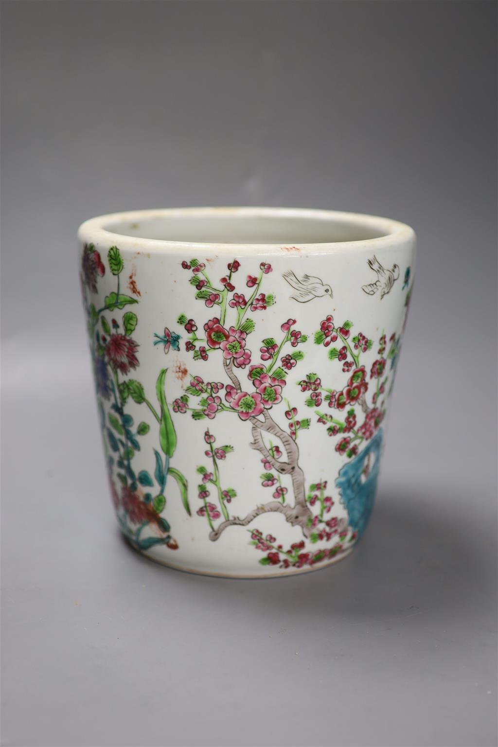 A Cantonese floral enamelled vase, height 20cm